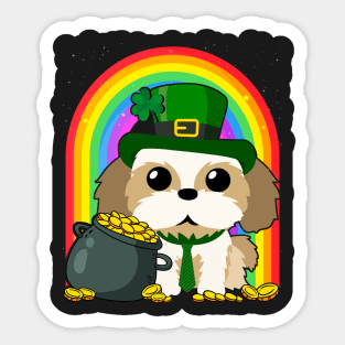 Shih Tzu Rainbow Irish Clover St Patrick Day Dog Gift product Sticker